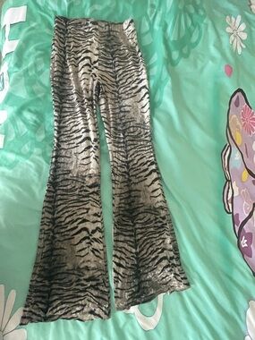 SHEIN Zebra Flare Pants - Tan and Black